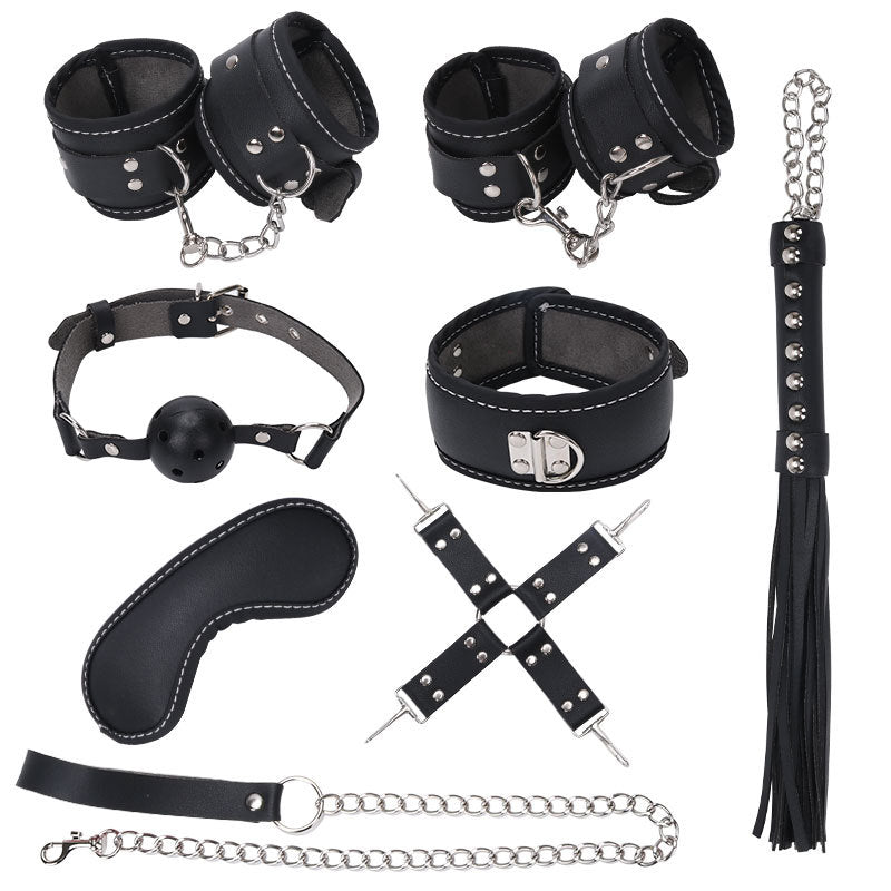Ball Gag Sexy 7 Piece Set Training Bondage And Discipline Set Plush Leather Handcuffs Product Wholesale